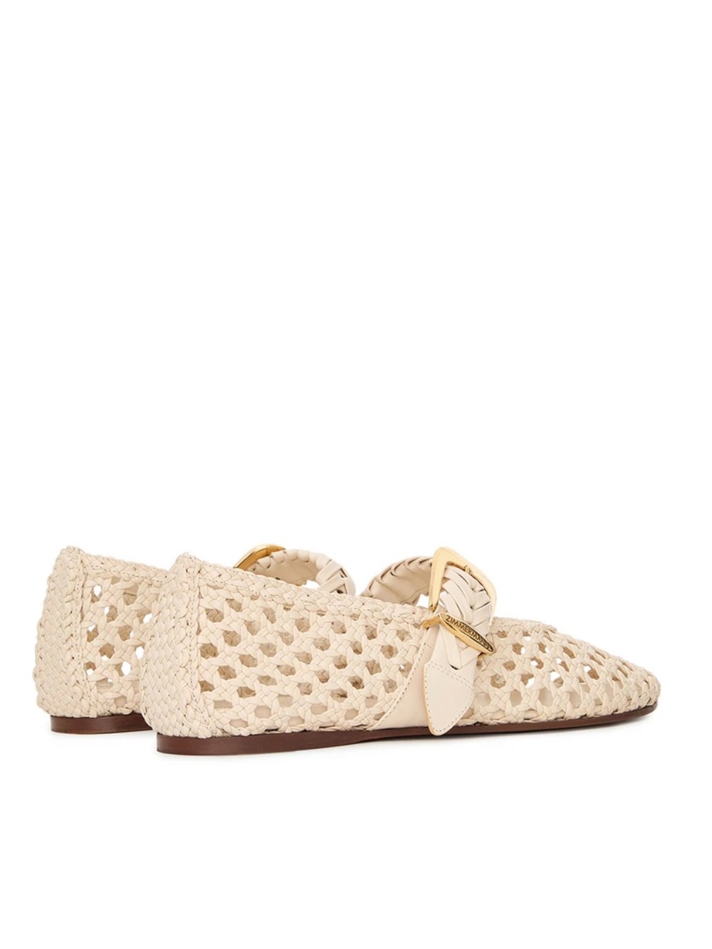Zimmermann Cream Woven Mary Jane Flats with Gold Buckle - Picture 6 of 8
